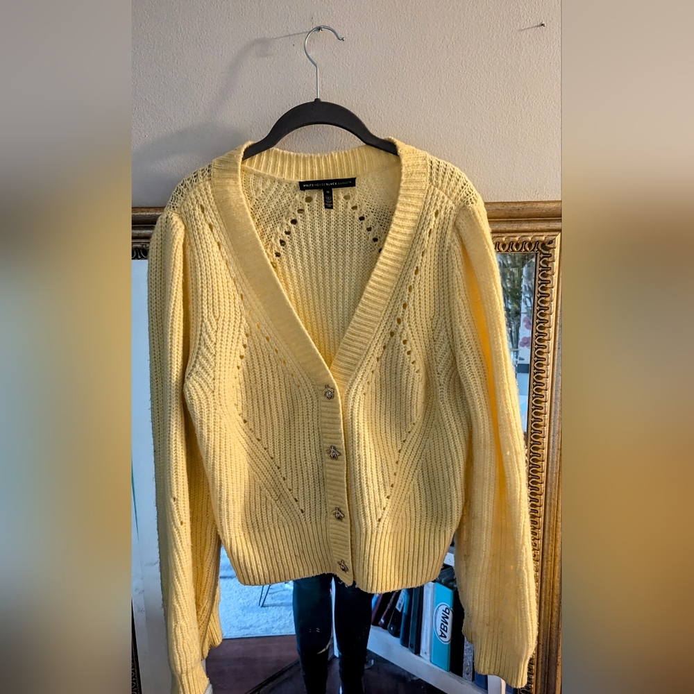 Chunky Yellow Sweater by White House Black Market with Bee Buttons
